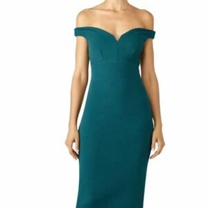 Cinq‎ a Sept 5a7 Elegant Teal Off Shoulder Dress